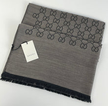 Load image into Gallery viewer, Gucci GG jacuard wool and silk shawl