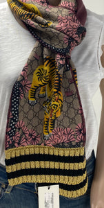 Gucci GG printed bengal tiger scarf reversible