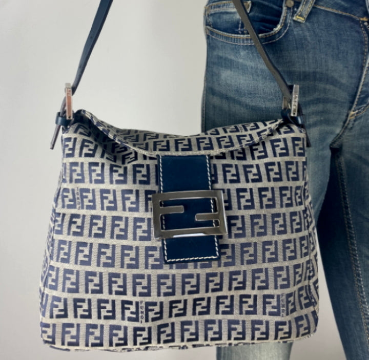 Fendi vintage blue zucca monogram bag Lady Clara s Collection