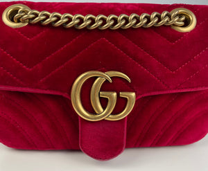 Gucci mini velvet marmont red