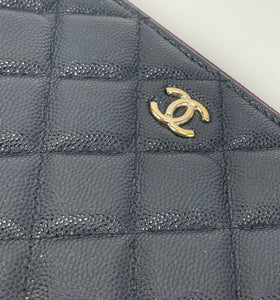 Chanel Classic pouch in black grained shiny calfskin