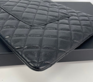 Chanel Classic pouch in black grained shiny calfskin