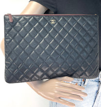 Load image into Gallery viewer, Chanel Classic pouch in black grained shiny calfskin