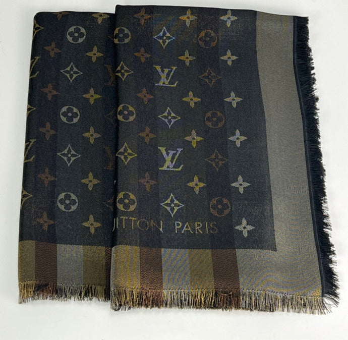 Louis Vuitton So Shine Monogram Shawl Blue M76642 scarf