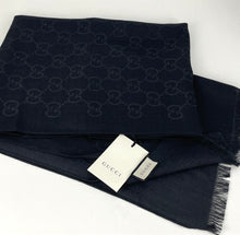 Load image into Gallery viewer, Gucci GG jacuard monogram wool and silk shawl