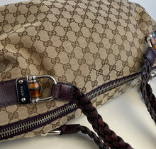 Load image into Gallery viewer, Gucci GG braided bamboo bar tote bag
