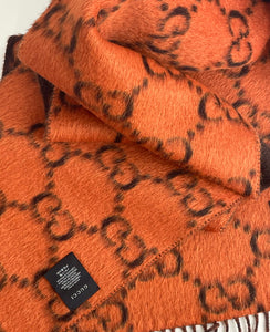 Gucci GG alpaca and wool scarf reversible