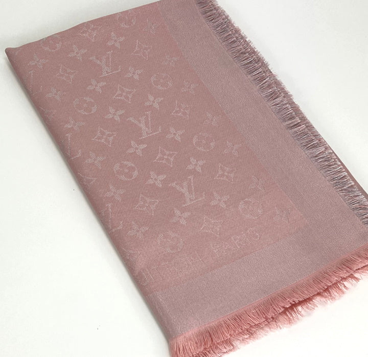 Louis Vuitton monogram shine shawl rose velours