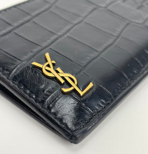 YSL Saint Laurent tiny cassandre croc zip card case