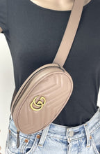 Load image into Gallery viewer, Gucci marmont matelasse belt beg in dusty pink 95/36