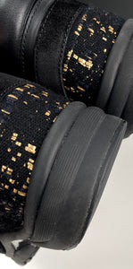 CHANEL black tweed CC gold logo sneakers Size EU38