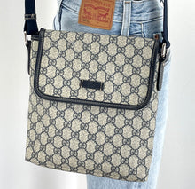 Load image into Gallery viewer, Gucci GG supreme blue messenger flap bag