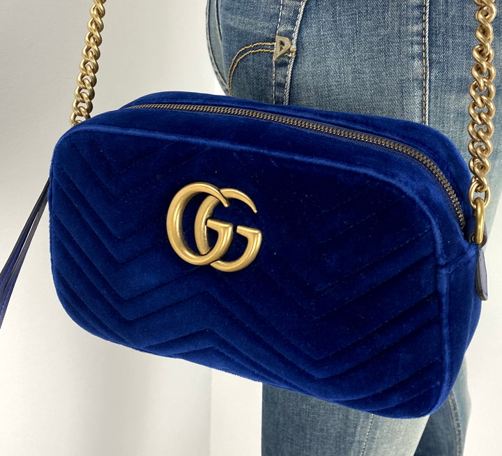 Gucci marmont camera bag Blue Velvet ref.181822 - Joli Closet