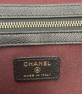 Chanel Classic pouch in black grained shiny calfskin